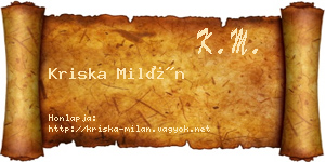 Kriska Milán névjegykártya